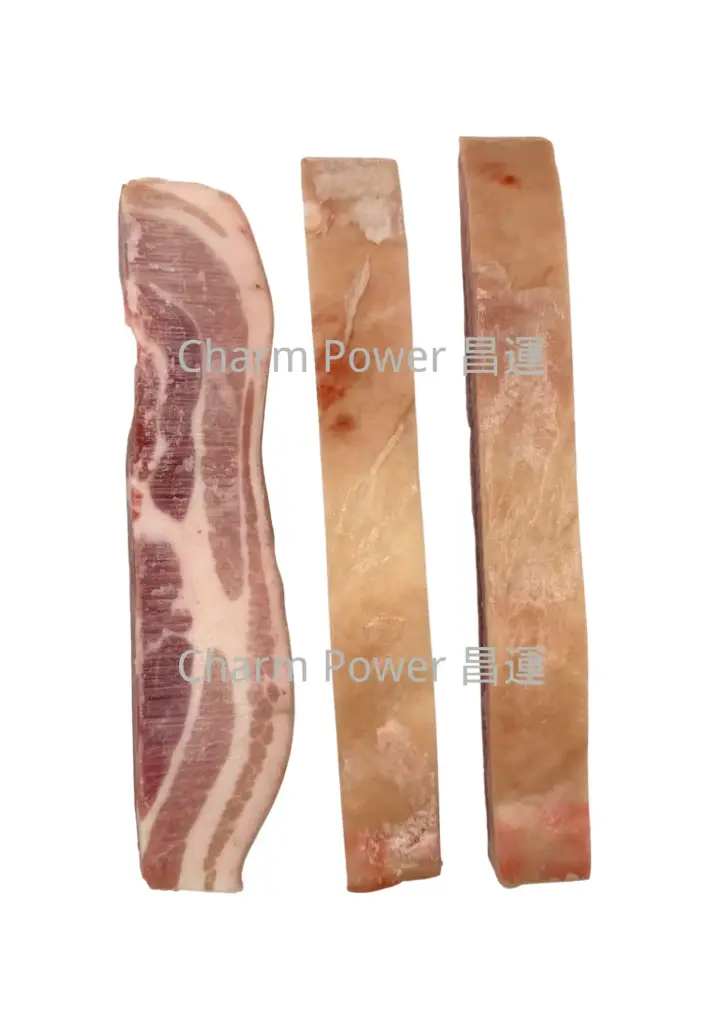 加工 豬腩 帶皮挑骨腩 切條 4cm
